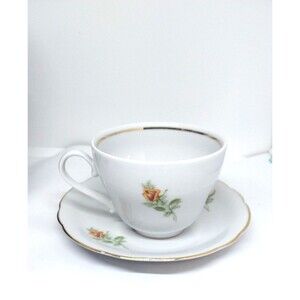 Vintage Kahla German Democratic Republic Demitasse Teacup & Saucer GDR Flowers